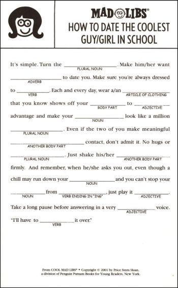 The joke was going to be suggesting you fill out a normal Mad Lib with BDSM, but then I found this one and, um, this is an actual Mad Lib for kids?!?!