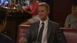 "barney from how i met your mother says dibs gif"
